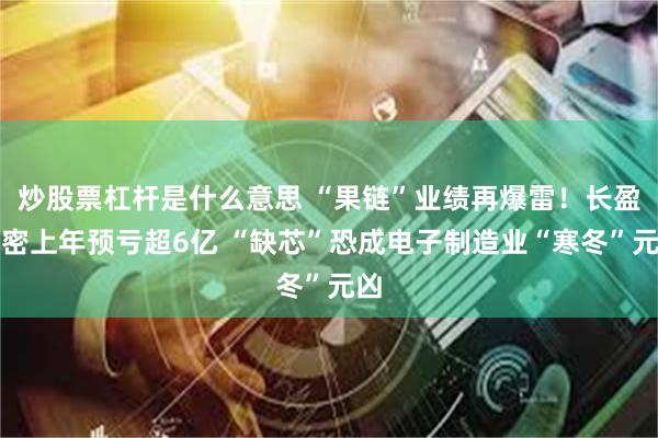 炒股票杠杆是什么意思 “果链”业绩再爆雷！长盈精密上年预亏超6亿 “缺芯”恐成电子制造业“寒冬”元凶