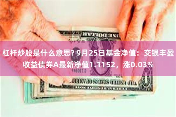 杠杆炒股是什么意思? 9月25日基金净值：交银丰盈收益债券A最新净值1.1152，涨0.03%