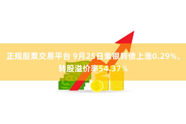 正规股票交易平台 9月25日紫银转债上涨0.29%，转股溢价率54.37%